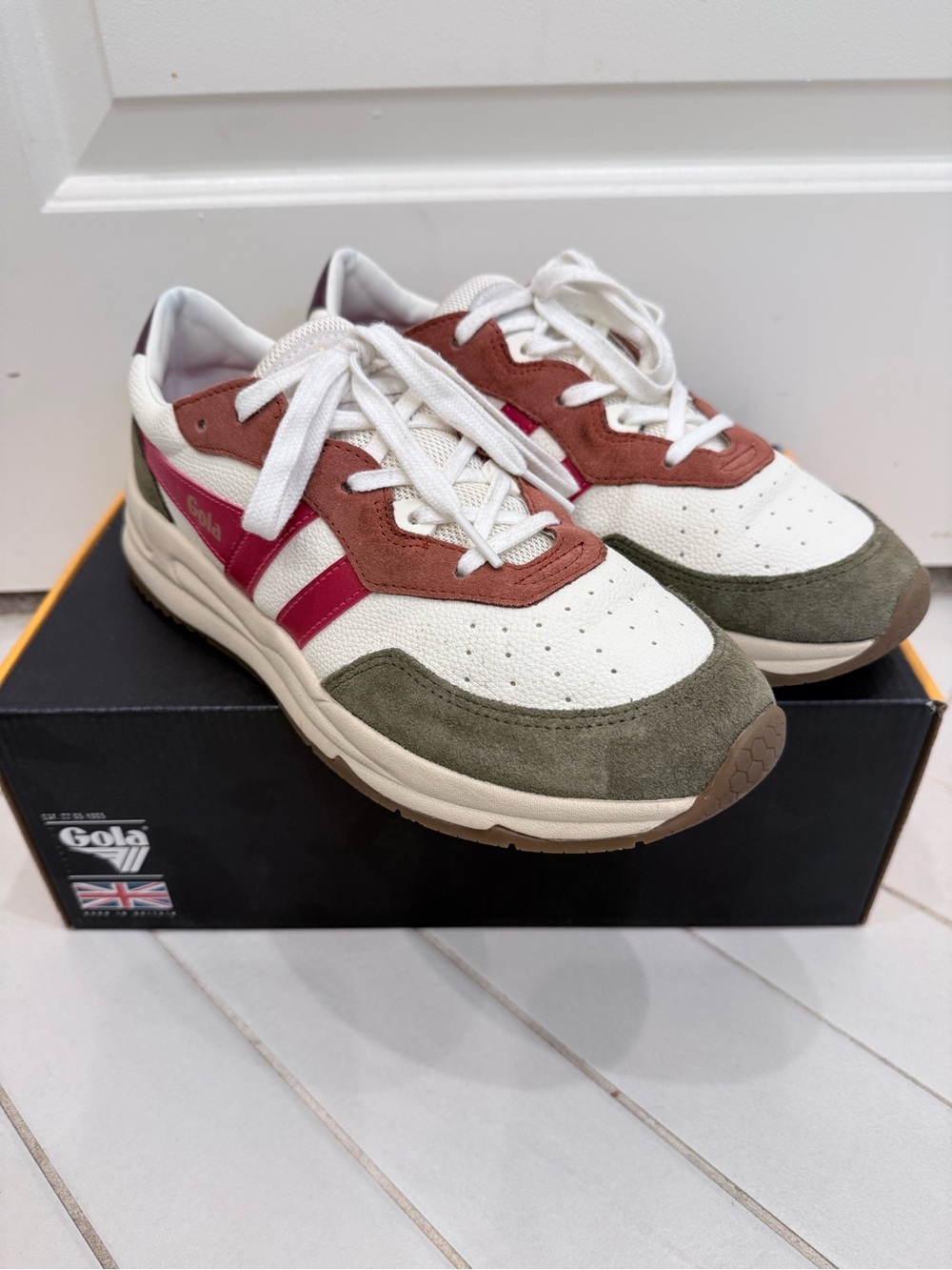 Gola Saturn Quadrant Sneaker Off White/Khaki/Raspberry